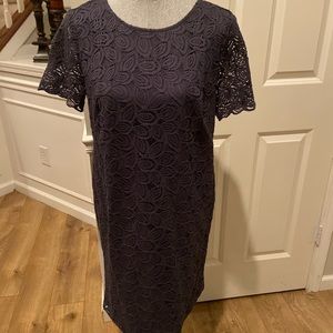 Ann Taylor Gray Lace Dress Sz 10